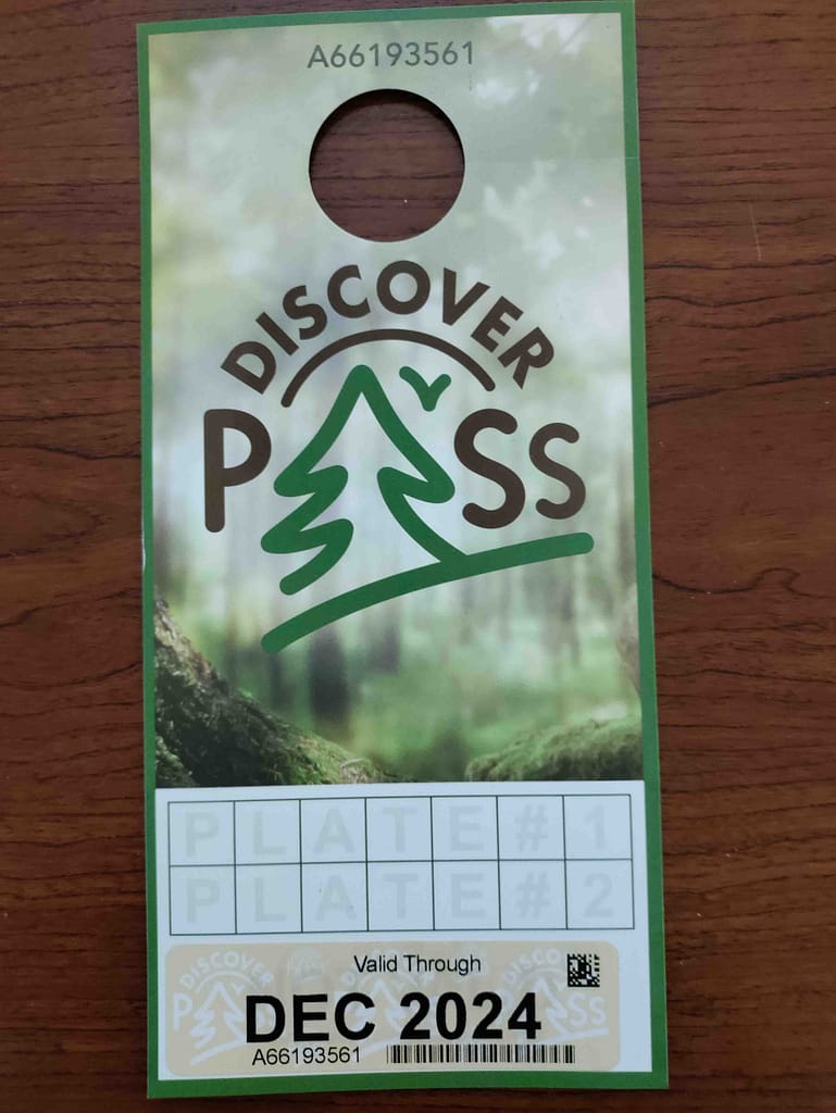 front view of the annual discover pass ticket to hang in your vehicle