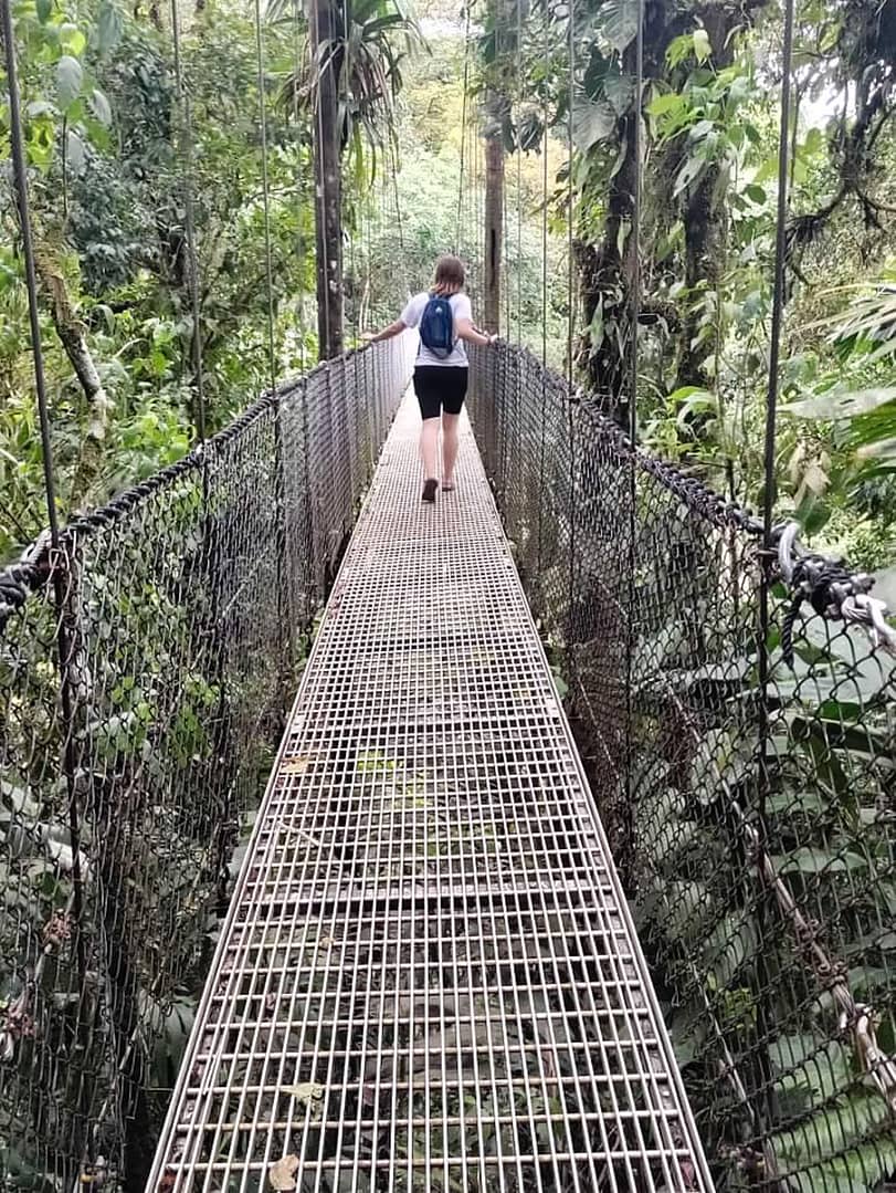 tourist on a hanging bridge